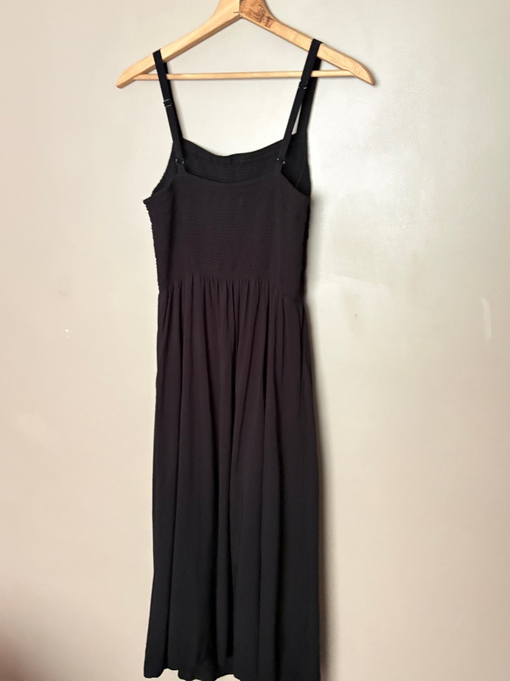 Old Navy fit & flare smocked midi sundress black summer dress viscose L tall EUC - Picture 3 of 15